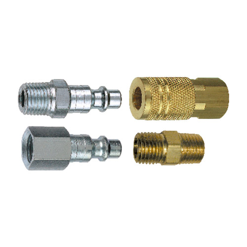 Tru-Flate Brass/Steel Air Coupler and Plug Set 1/4 in. Female 4 pc