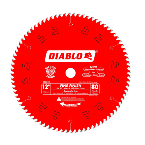 DIABLO D1280X 12 in. x 80-Teeth Fine Finish Saw Blade for Wood