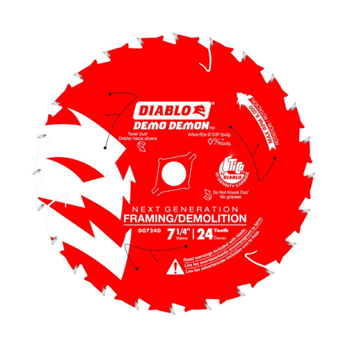 DIABLO D0724DA 7-1/4 in. x 24-Teeth Demo Demon™ Framing/Demolition Saw Blade for Wood