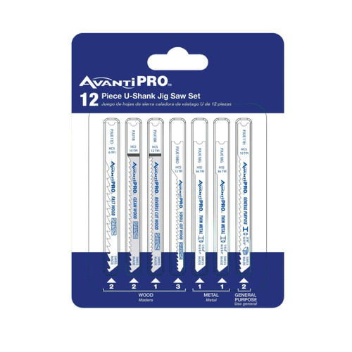 AvantiPRO PJU12BC U-Shank Jig Saw Blade 12-Piece Set for Wood & Metal