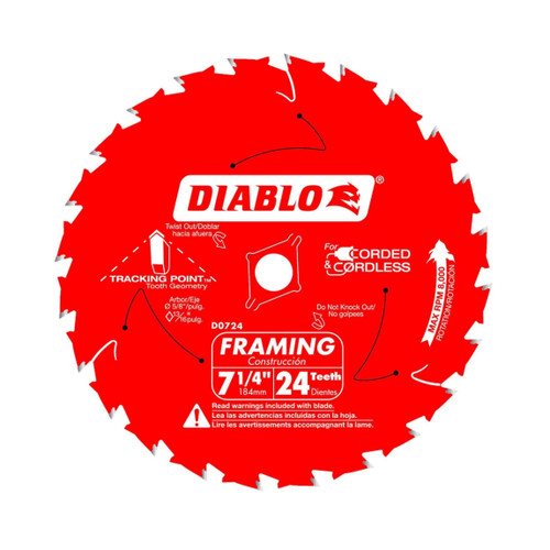 DIABLO D0724A 7-1/4 in. x 24-Teeth Framing Saw Blade for Wood