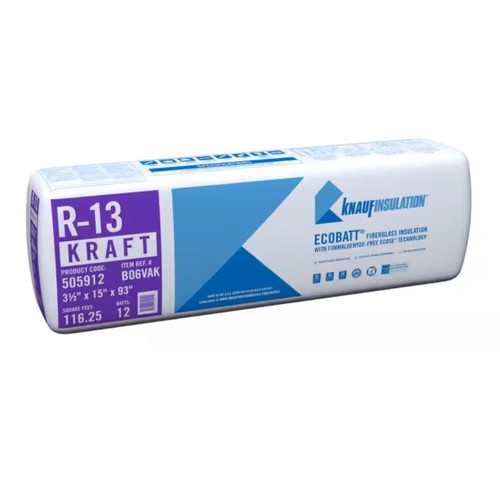 KNAUF R-13 EcoBatt Kraft Faced Fiberglass Insulation Batt 3-1/2 in. x 15 in. x 93 in.