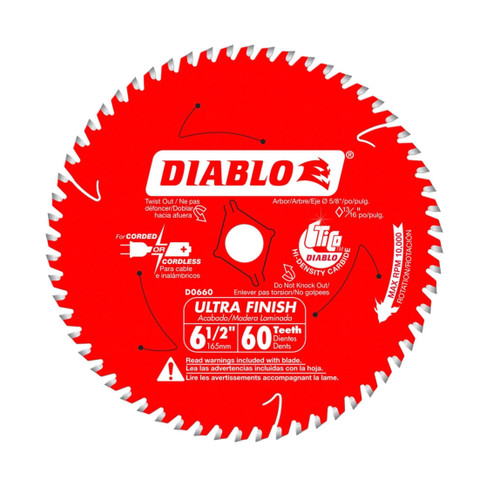 DIABLO D0660A 6-1/2 in. x 60-Teeth Ultra Finish Saw Blade for Wood