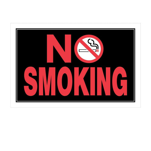 HILLMAN 839896 8 in. x 12 in. No Smoking Sign, Black and Red, Plastic