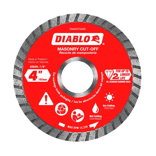DIABLO DMADT0400 4 in. Diamond Turbo Masonry Cut-Off Disc
