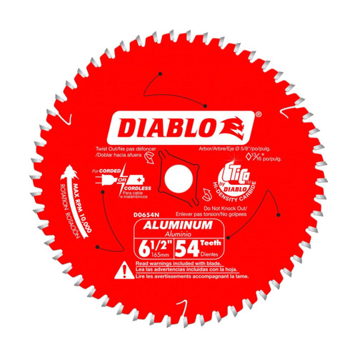 DIABLO D0654NA 6-1/2 in. x 54 Tooth Medium Aluminum Cutting Saw Blade