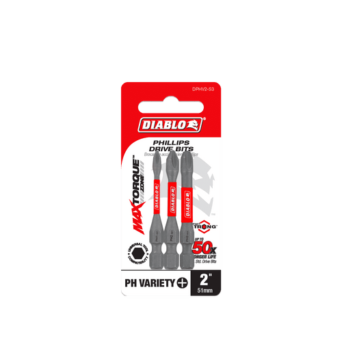 DIABLO DPHV2-S3 2 in. Assorted Phillips Drive Bits (3-Piece)