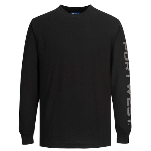 PORTWEST B190BKRL - Logo T-Shirt L/S - Black - L