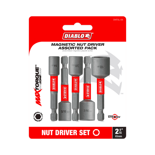 DIABLO DNTSL-S5 2-9/16 in. Magnetic Nut Driver Assorted Pack (5-Piece)