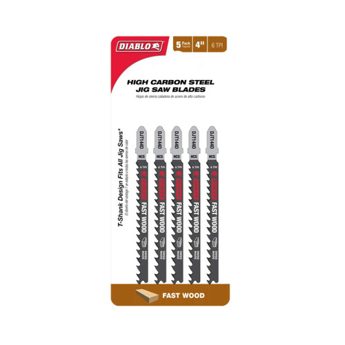 DIABLO DJT144D5 4 in. 6TPI High Carbon Steel Jig Saw Blades for Wood (5-Pack)