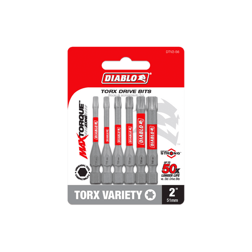 DIABLO DTV2-S6 2 in. Torx Drive Bits (6-Piece)