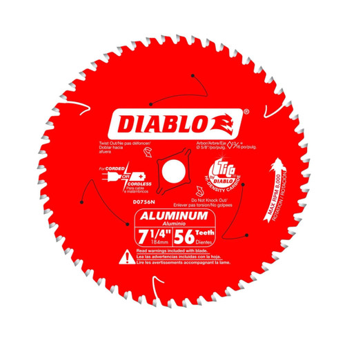DIABLO D0756NA 7-1/4 in. x 56 Tooth Thick Aluminum Cutting Saw Blade
