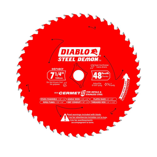 DIABLO D0748CFA 7-1/4 in. x 48-Teeth Steel Demon™ Cermet II Saw Blade for Medium Metal