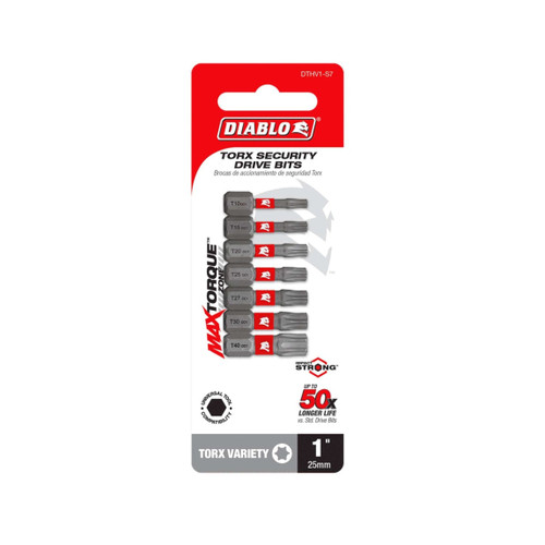 DIABLO DTHV1-S7 1 in. Torx Security Drive Bits (7-Piece)