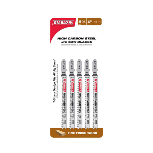 DIABLO DJT101B5 4 in. 10TPI High Carbon Steel Jig Saw Blades for Wood (5-Pack)