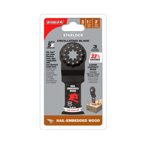DIABLO DOS125BW3 1-1/4 in. Demo Demon™ Starlock Bi-Metal Oscillating Blades for Nail-Embedded Wood (3-Pack)