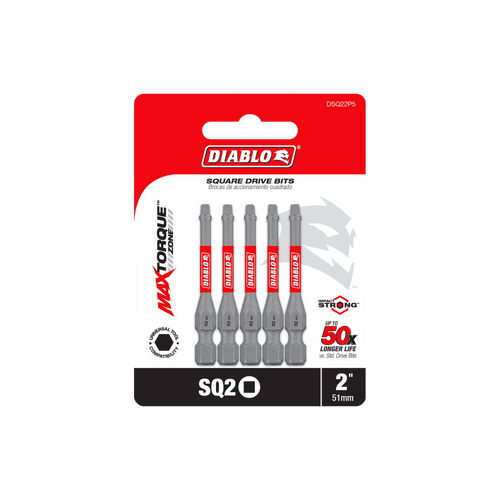 DIABLO DSQ22P5 2 in. #2 Square Drive Bits (5-Pack)