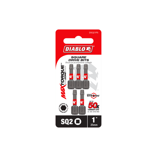 DIABLO DSQ21P5 1 in. #2 Square Drive Bits (5-Pack)