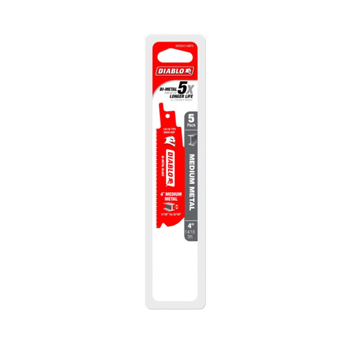 DIABLO DS0414BF5 4 in. 14/18TPI Bi-Metal Reciprocating Saw Blades for Medium Metal (5-Pack)