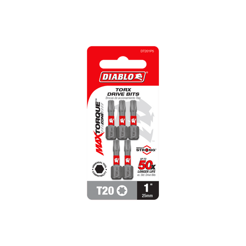 DIABLO DT201P5 1 in. #20 Torx Drive Bits (5-Pack)