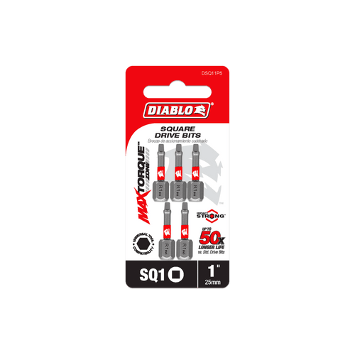 DIABLO DSQ11P5 1 in. #1 Square Drive Bits (5-Pack)