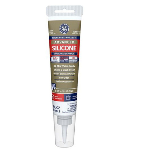 GE 2812566 Advanced 2.8 oz. Silicone II Kitchen and Bath Sealant - White