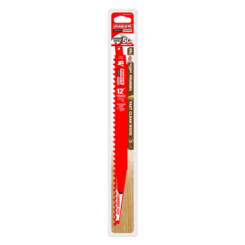 DIABLO DS1203CP3 12 in. 3TPI Demo Demon™ Carbide Teeth Reciprocating Saw Blades for Pruning and Clean Wood (3-Pack)
