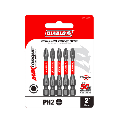 DIABLO DPH22P5 2 in. #2 Phillips Drive Bits (5-Pack)