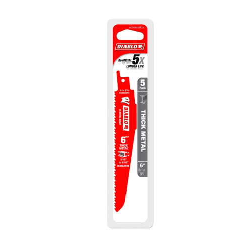 DIABLO DS0608BFD5 6 in. 8/10TPI Bi-Metal Reciprocating Saw Blades for Thick Metal (5-Pack)