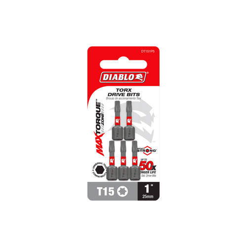 DIABLO DT151P5 1 in. #15 Torx Drive Bits (5-Pack)
