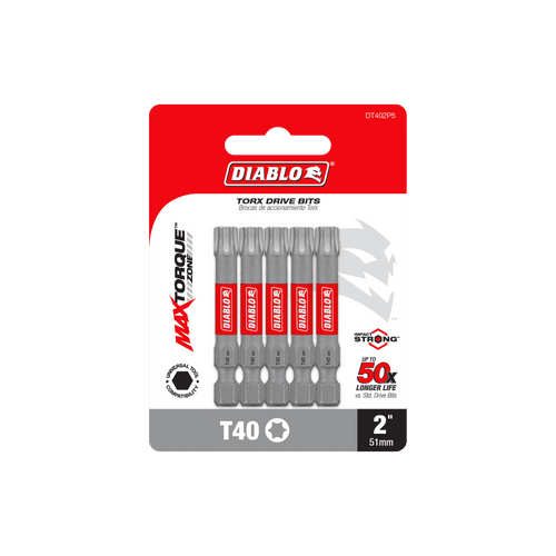 DIABLO DT402P5 2 in. #40 Torx Drive Bits (5-Pack)