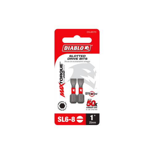 DIABLO DSL681P2 1 in. SL6-8 Slotted Drive Bits (2-Pack)