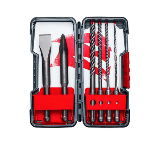 DIABLO DMAPL9930-S6 6-Piece SDS-Plus Rebar Demon™ 4-Cutter Full Carbide Head Hammer Drill Bit & Chisel Set