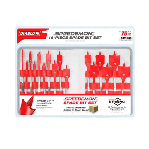 DIABLO DSP2980-S16 16-Piece Spade Bit Set For Wood