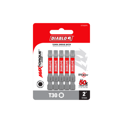 DIABLO DT302P5 2 in. #30 Torx Drive Bits (5-Pack)