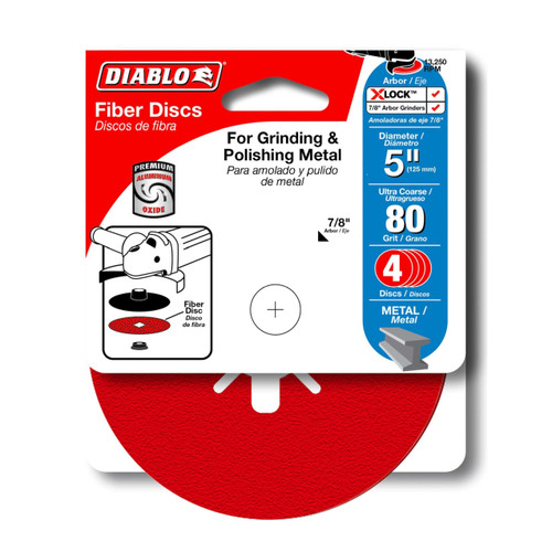 DIABLO DCF050080S04G 5 in. 80-Grit Fiber Discs for Metal (4-Pack)