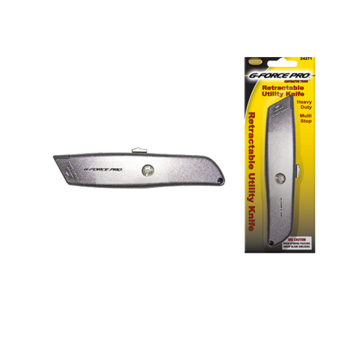 G-FORCE 24271 RETRACTABLE Utility Knife Metal Carded