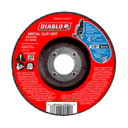 DIABLO DBD045125701F 4-1/2 in. x 1/8 in. x 7/8 in. Metal Cut-Off Disc Type 27