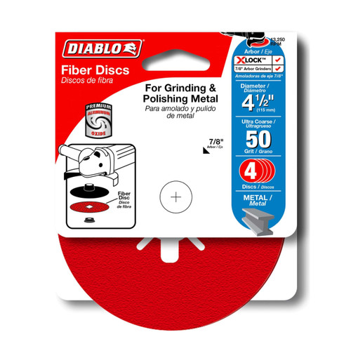 DIABLO DCF045050S04G 4-1/2 in. 50-Grit Fiber Discs for Metal (4-Pack)