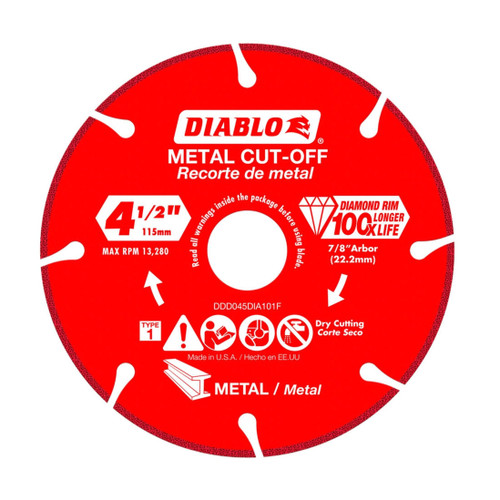 DIABLO DDD045DIA101F 4-1/2 In. Diamond Metal Cut-Off Disc