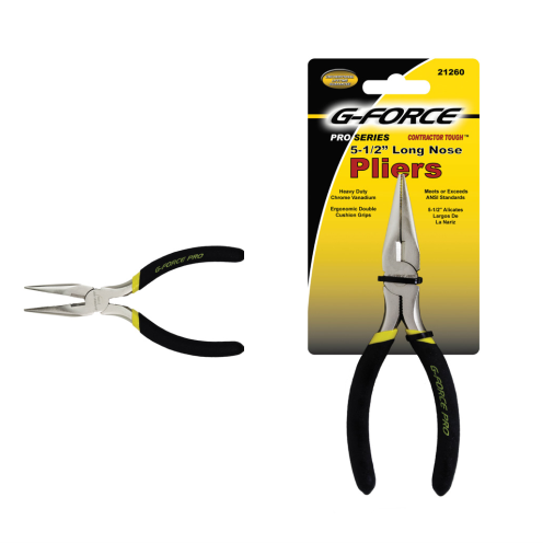 G-FORCE 21260 5-1/2 in. Long Nose Pliers Ergo Grip