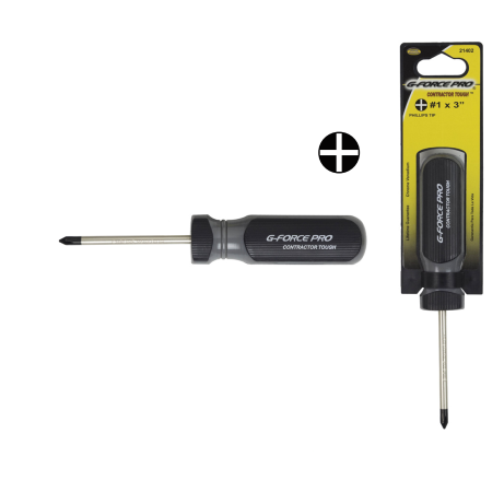 G-FORCE 21404 #2 x 4 in. Phillips Screwdriver Ergo Grip Handle