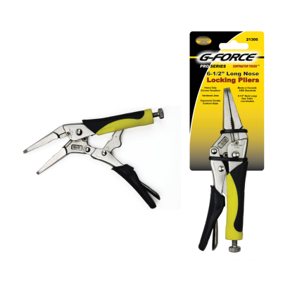 G-FORCE 21308 9 in. Long Nose Locking Pliers Ergo Grip