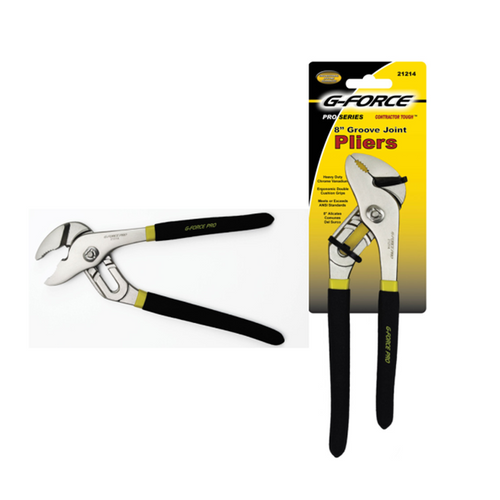 G-FORCE 8 in. Groove Joint Pliers Ergo Grip Handle