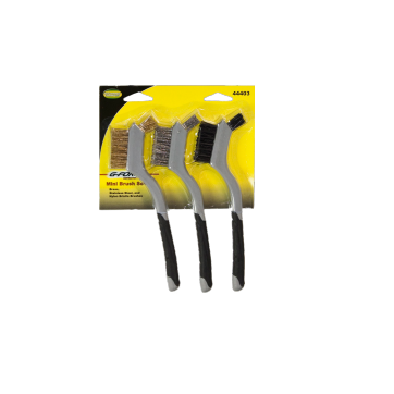 G-FORCE 44403 3-Piece Mini Wire Brush Set Soft Grip Handle (Brass, Stainless Steel, Nylon)
