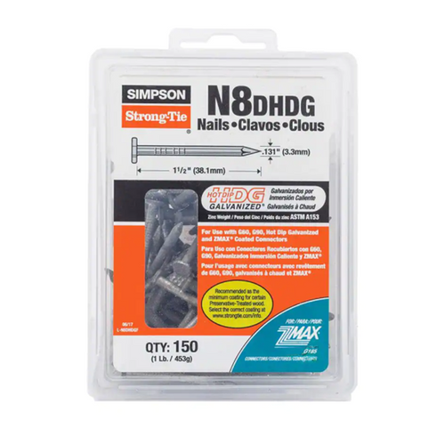 1-1/2 in. x 0.131 in. Simpson Strong-Drive  SCN Smooth-Shank Hot-Dip Galvanized Connector Nail (150-Pack)