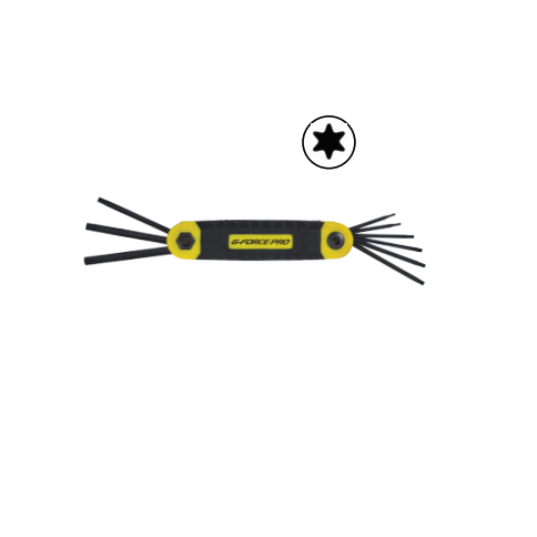 G-FORCE 24047 9-Piece Folding Torx Key Set Ergo Grip Handle, From T6 To T30
