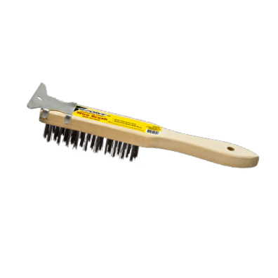 G-FORCE 44455  4 in. x 11 in. Wood Handle Steel Wire Brush With Scraper