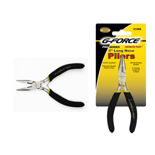 G-Force 5 in. Mini Long Nose Pliers Ergo Grip