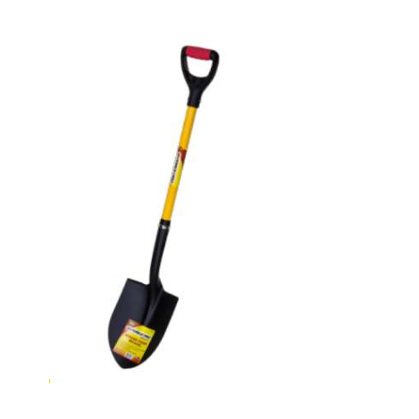 G-Force Round Point Shovel 52912 43 in. Fiberglass D-Handle Rubber Grip